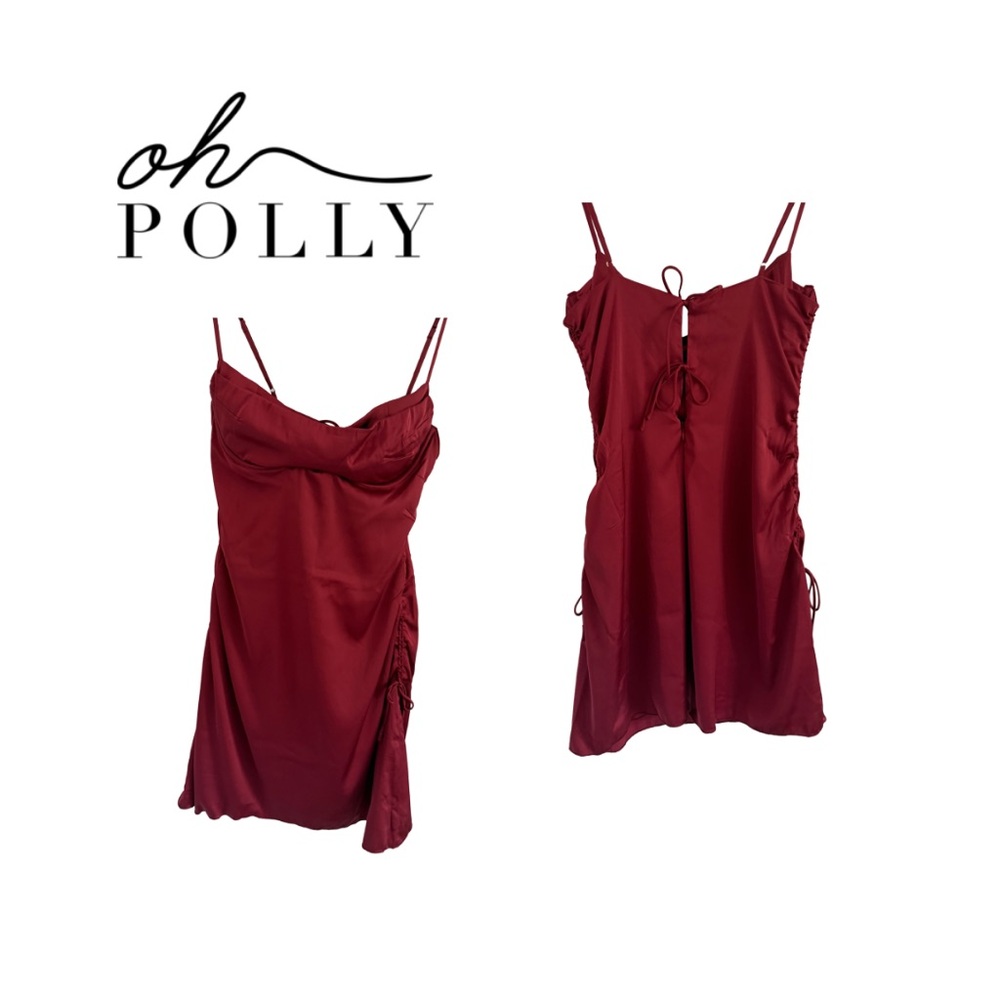 Oh Polly Satin Ruched Mini Dress